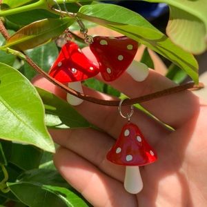 mushroom earrings and necklace set💕